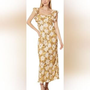 Madewell Angelina‎ Yellow Floral Maxi Dress with Ruffle Sleeves Size 8